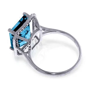 7.8 Carat 14K Solid White Gold Return My Heart Blue Topaz Diamond Ring