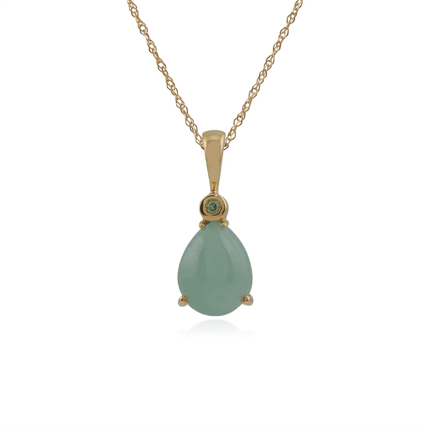 9 karat Gelbes Gold Jade & Peridot 18zoll Halskette