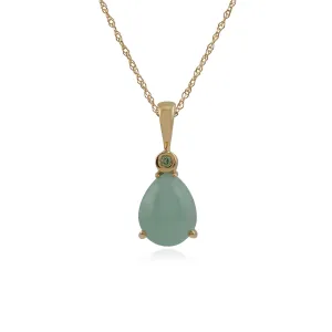9 karat Gelbes Gold Jade & Peridot 18zoll Halskette