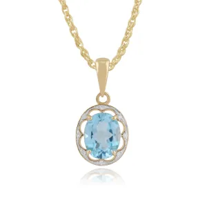 9 karat Gelbes Gold Topas & Diamant 18zoll Halskette