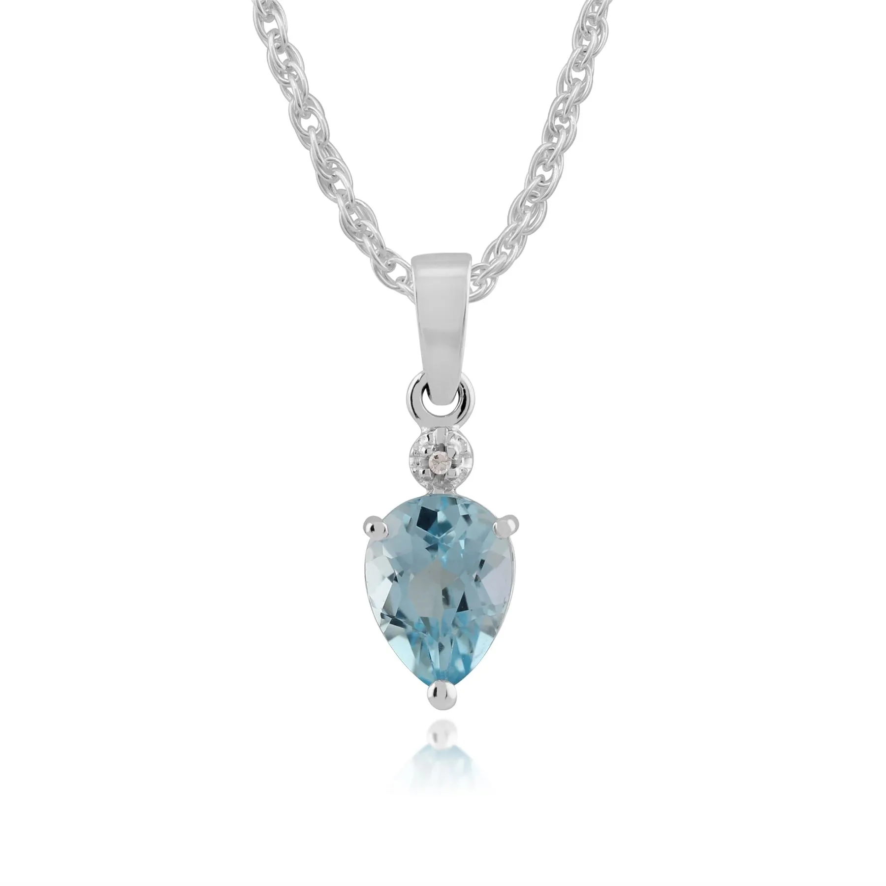 9 karat Weißes Gold Topas & Diamant 18zoll Halskette