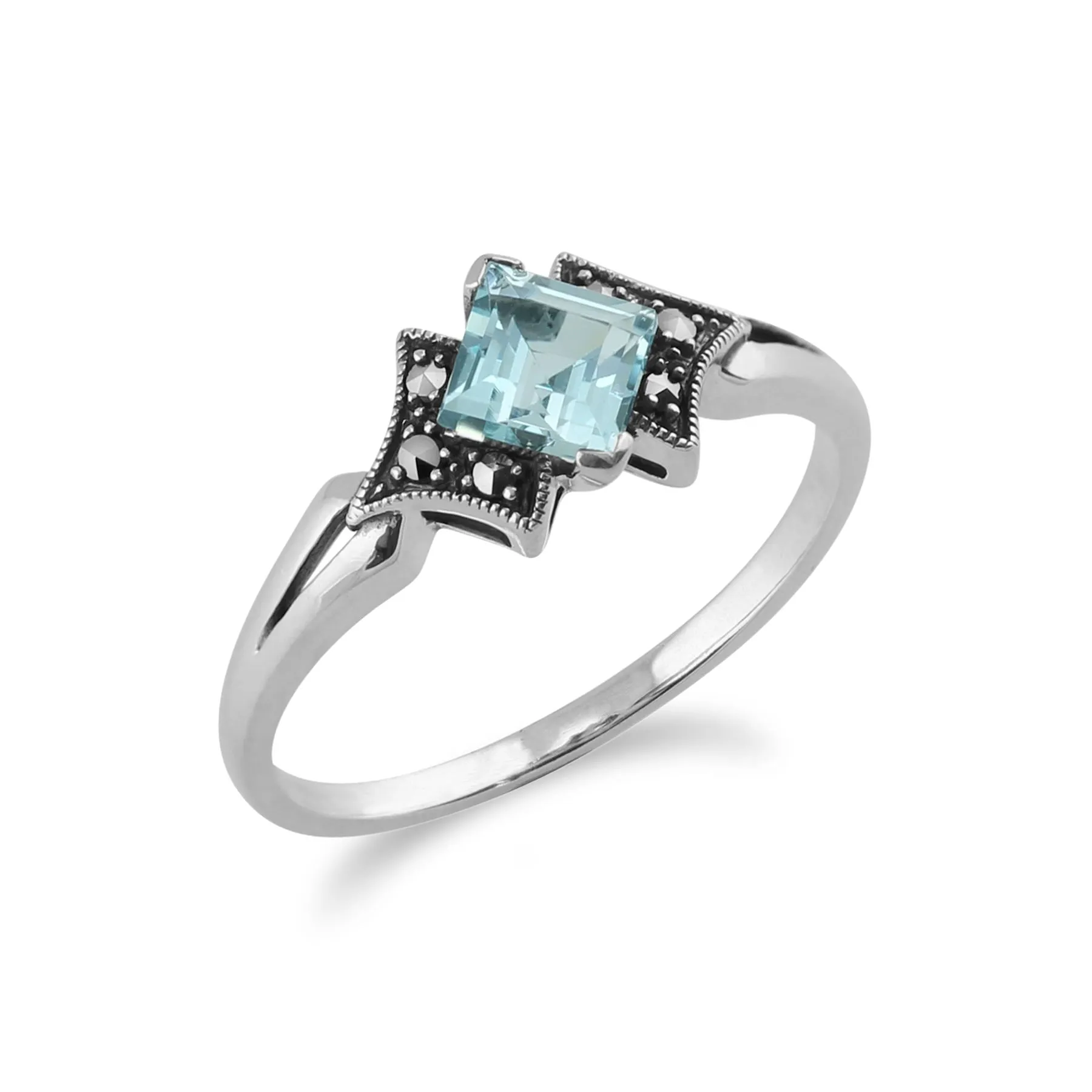 925 Sterlingsilber Art-Deco Topas Markasit Ring