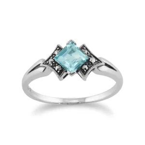 925 Sterlingsilber Art-Deco Topas Markasit Ring