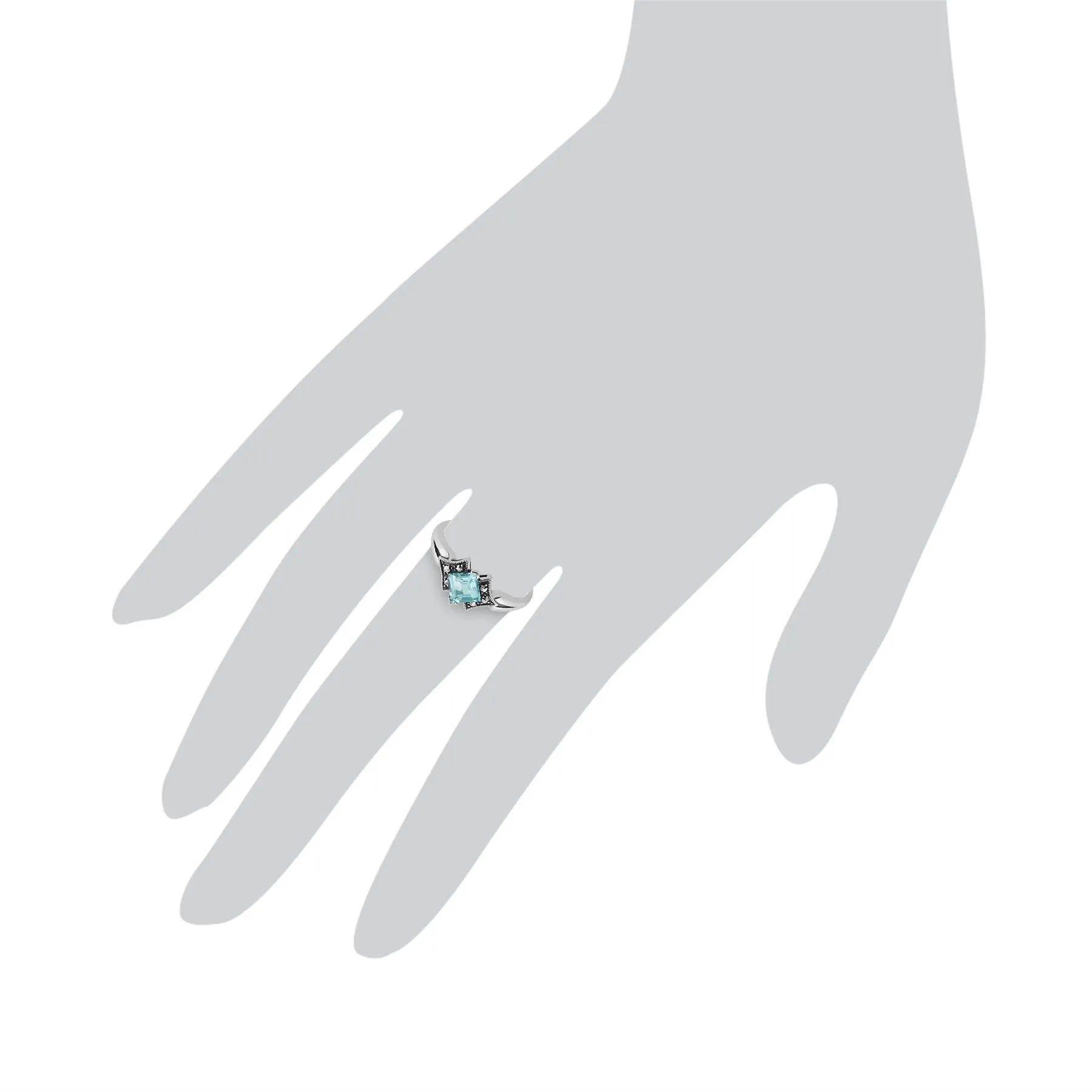 925 Sterlingsilber Art-Deco Topas Markasit Ring