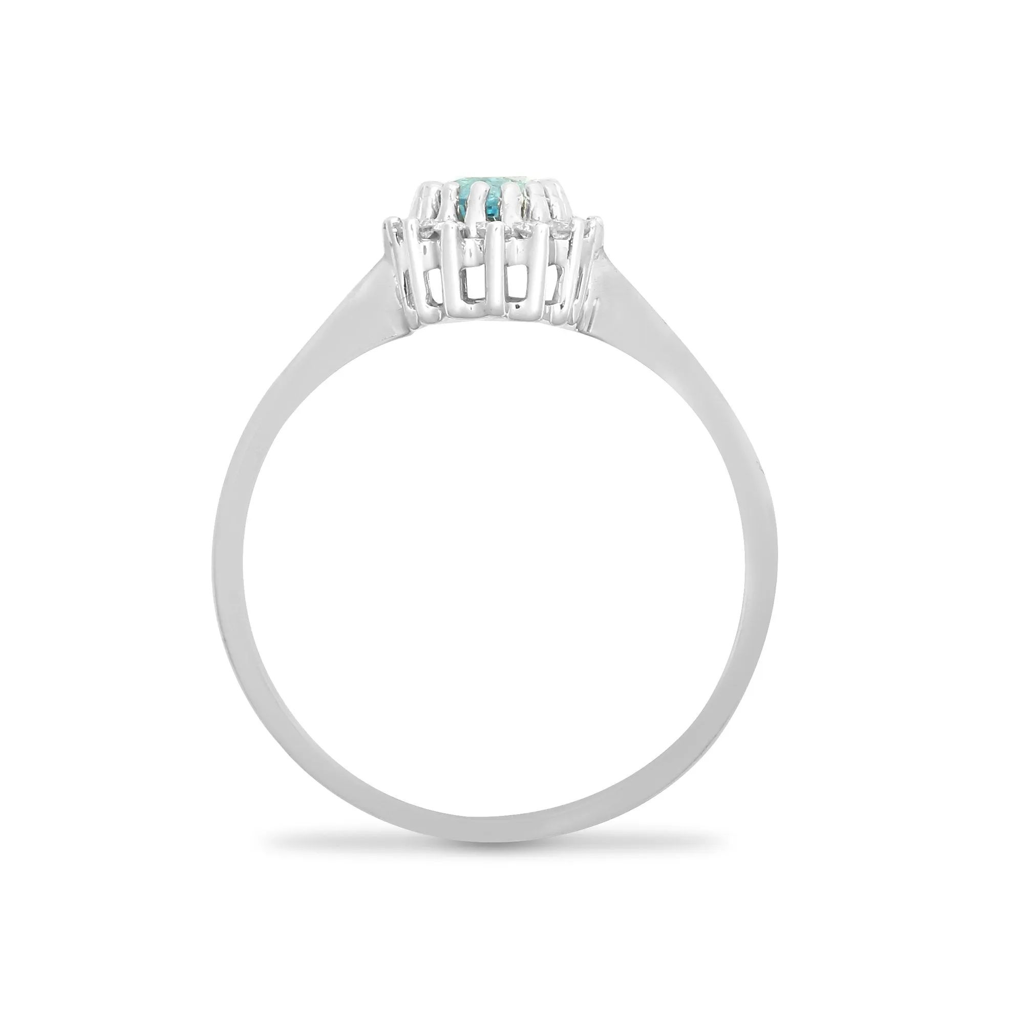 9ct White Gold Diamond And Blue Topaz Ring