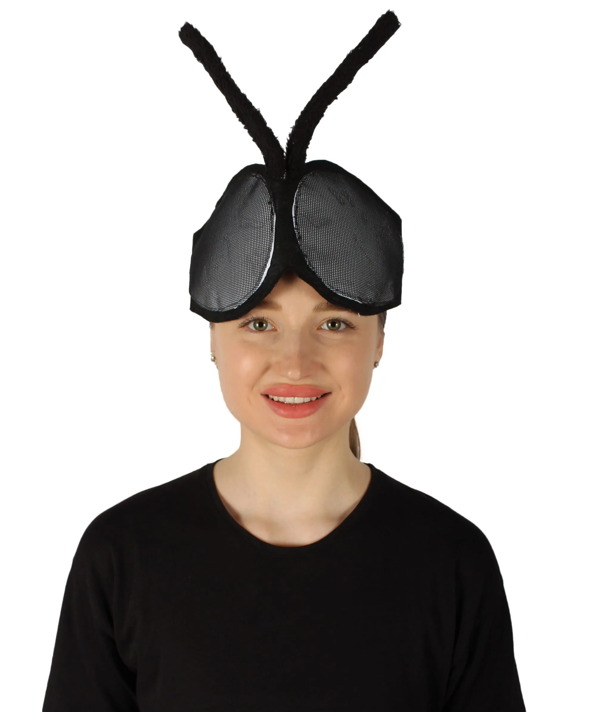 Adult Unisex Bee Eyes Plush Headband with Bendable Faux Fur Antennae |  Perfect for Halloween | Soft Synthetic Fabric