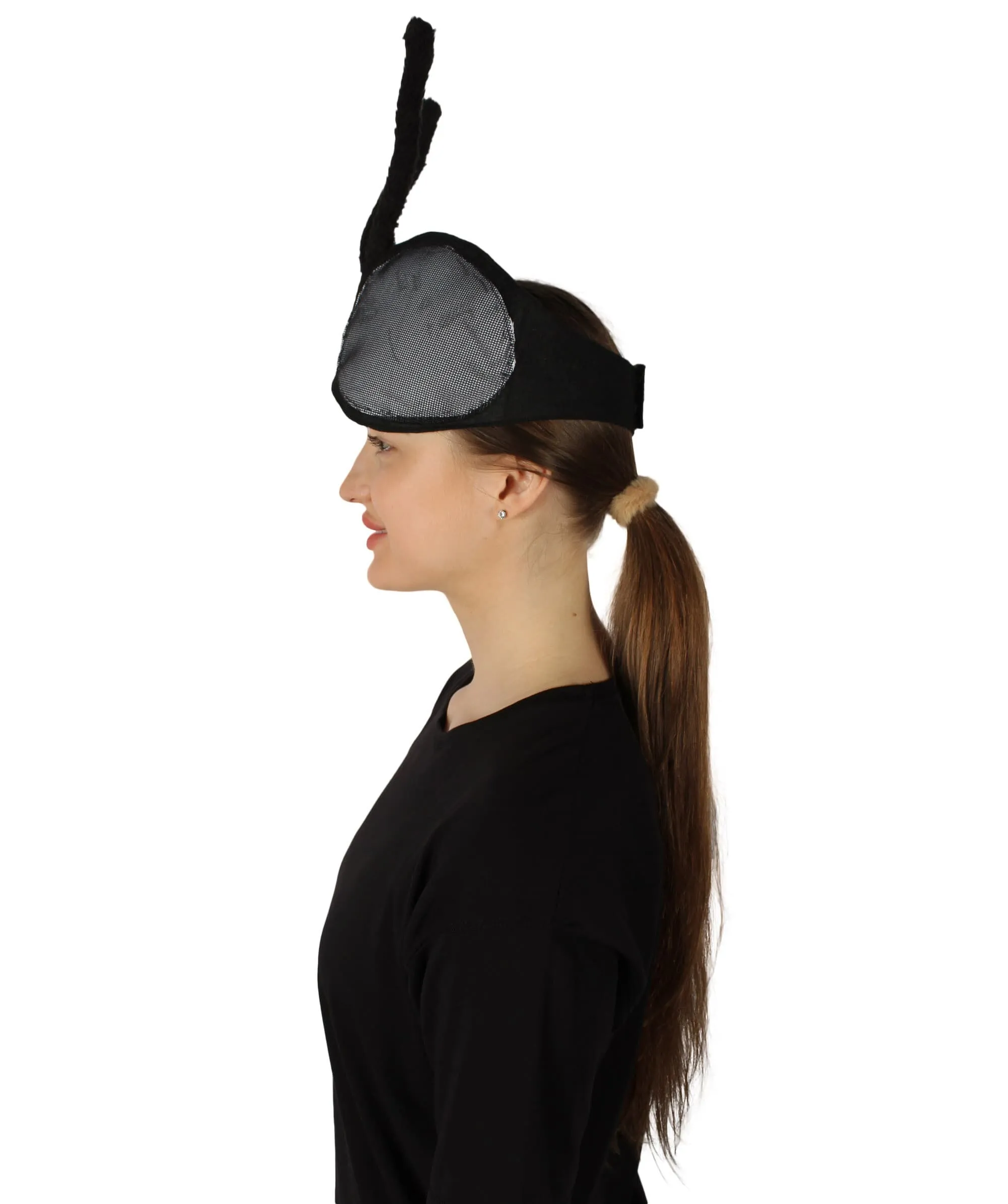 Adult Unisex Bee Eyes Plush Headband with Bendable Faux Fur Antennae |  Perfect for Halloween | Soft Synthetic Fabric