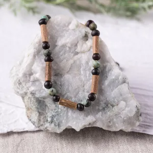 Adults | African Turquoise   Raw Cherry Amber Hazelwood Necklace