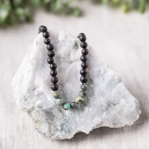 Adults | African Turquoise   Raw Cherry Amber Necklace