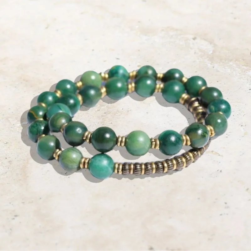 African Jade Wrist Mala Bracelet