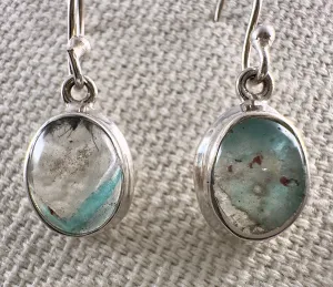 AJOITE in QUARTZ Crystal Earrings - Sterling Silver, Rare - Dangle Earrings, Fine Jewelry, Crystal Drop Earrings,  53682