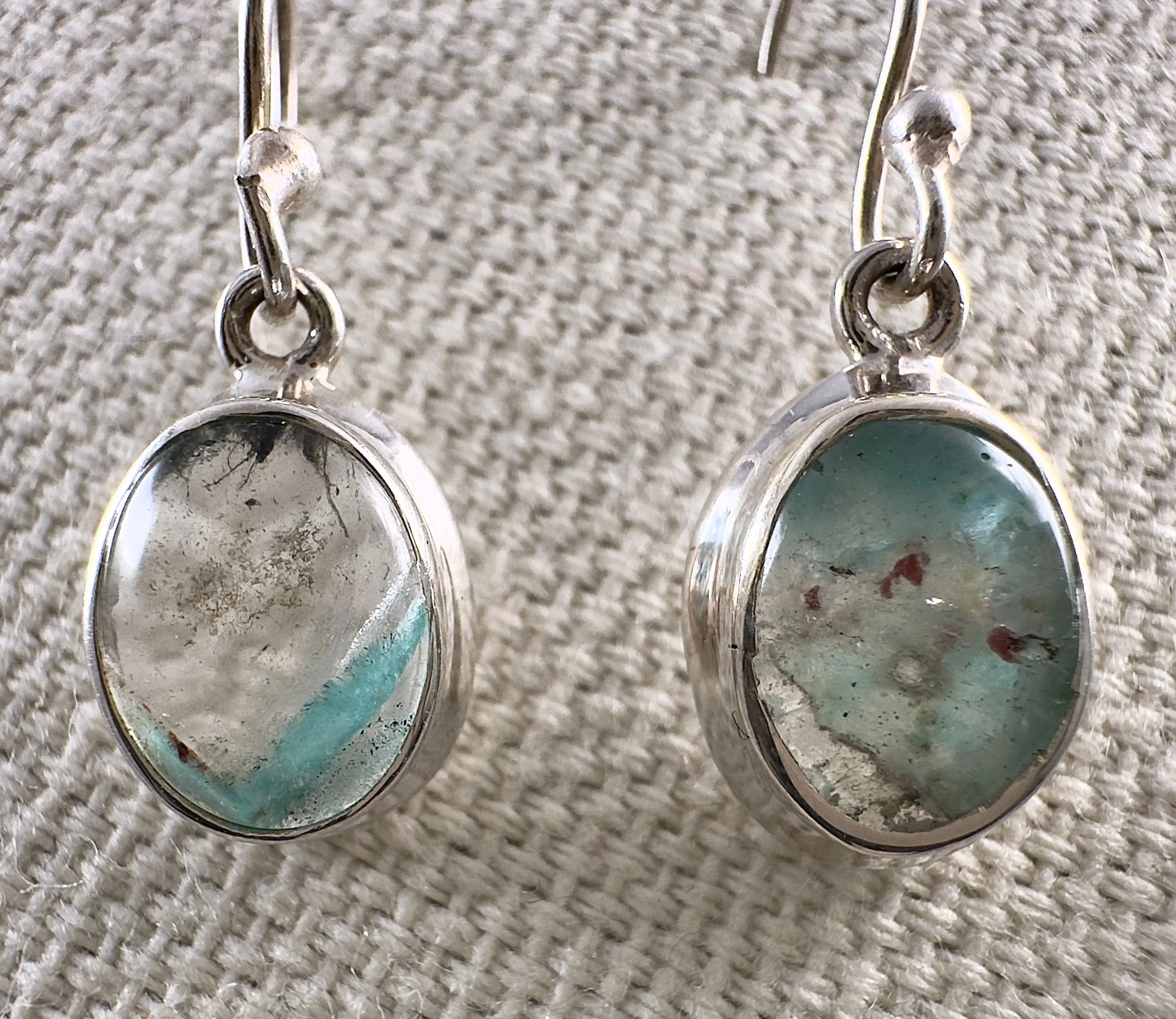 AJOITE in QUARTZ Crystal Earrings - Sterling Silver, Rare - Dangle Earrings, Fine Jewelry, Crystal Drop Earrings,  53682