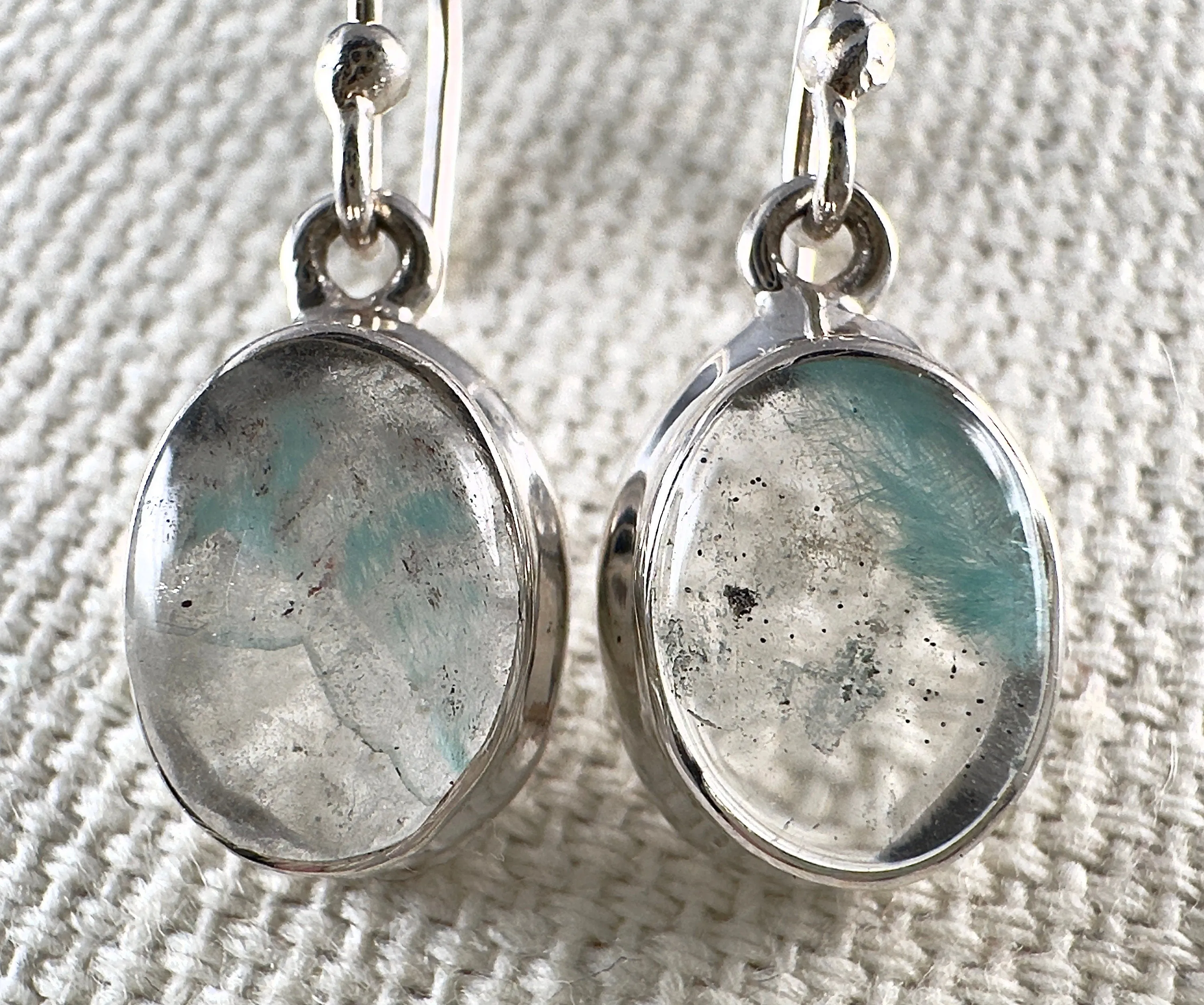 AJOITE in QUARTZ Crystal Earrings - Sterling Silver, Rare - Dangle Earrings, Fine Jewelry, Crystal Drop Earrings, 53689
