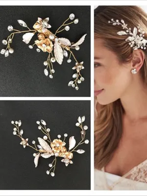 Alloy Handmade Pearl Diamond Bridal Hair Accessories Hairpin