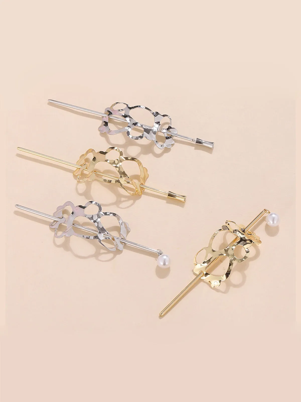 Alloy Round Stick Bun Curved Hairpin Holder