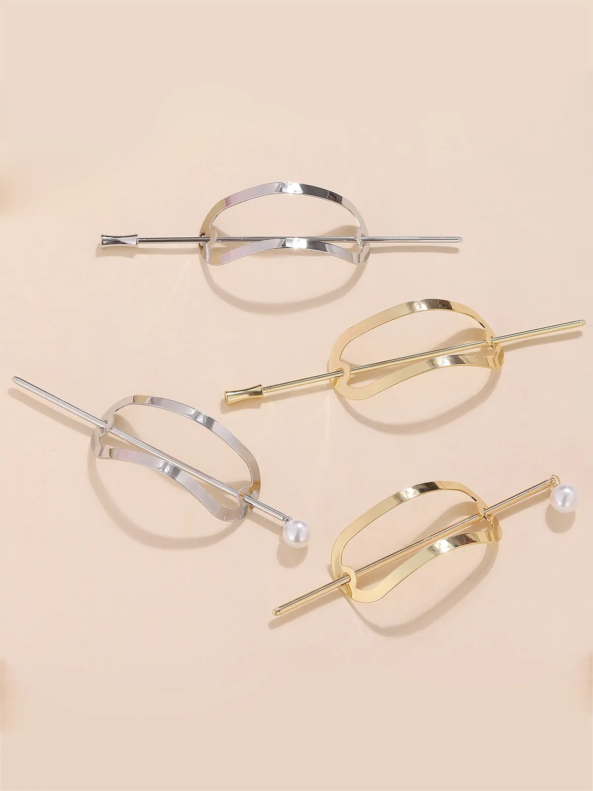Alloy Round Stick Bun Curved Hairpin Holder