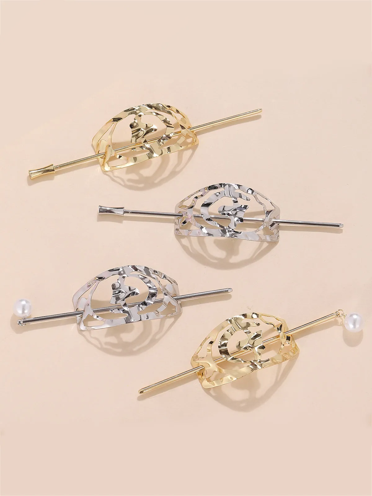 Alloy Round Stick Bun Curved Hairpin Holder