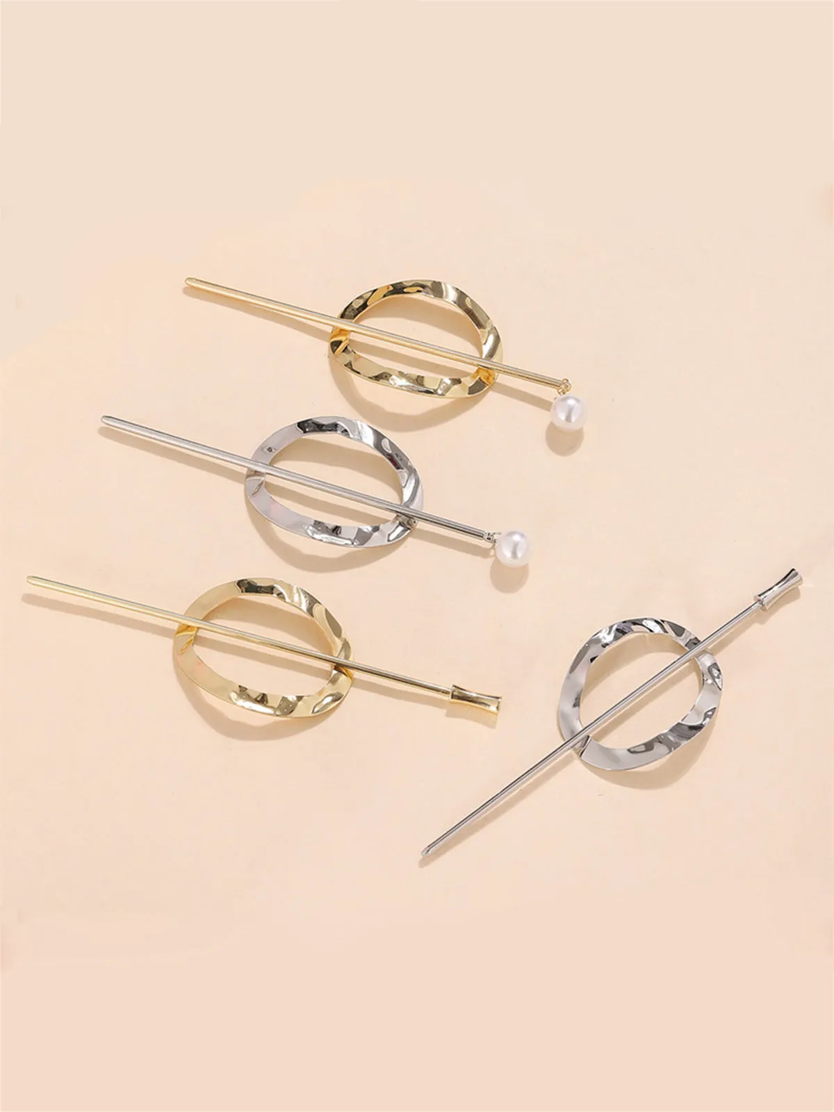 Alloy Round Stick Bun Curved Hairpin Holder