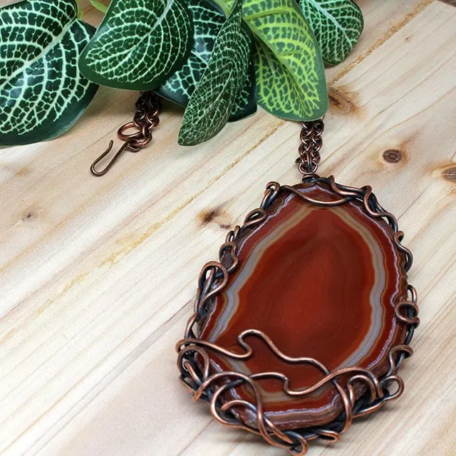 Amber Agate Pendant Necklace (Large)