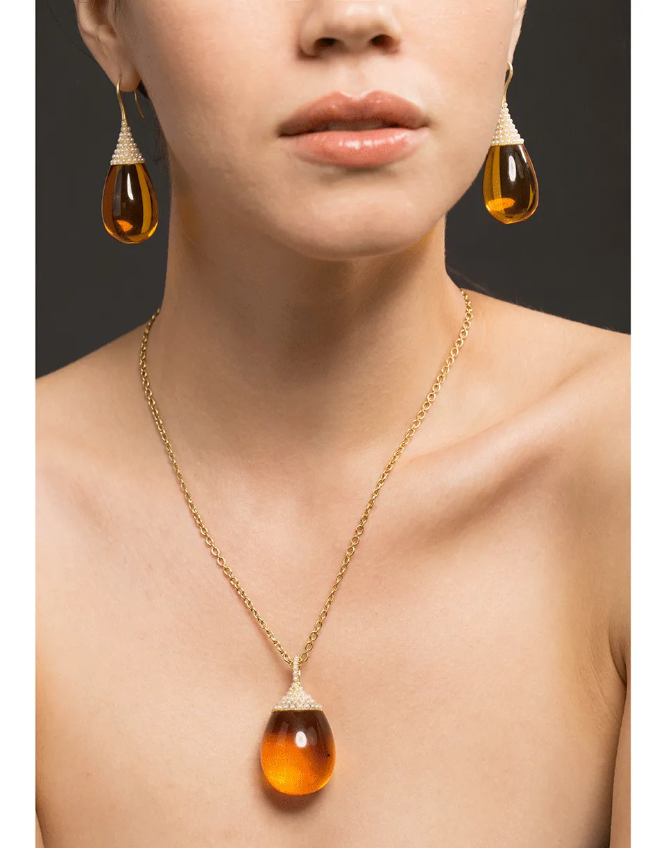 Amber Akoya Pearl Necklace