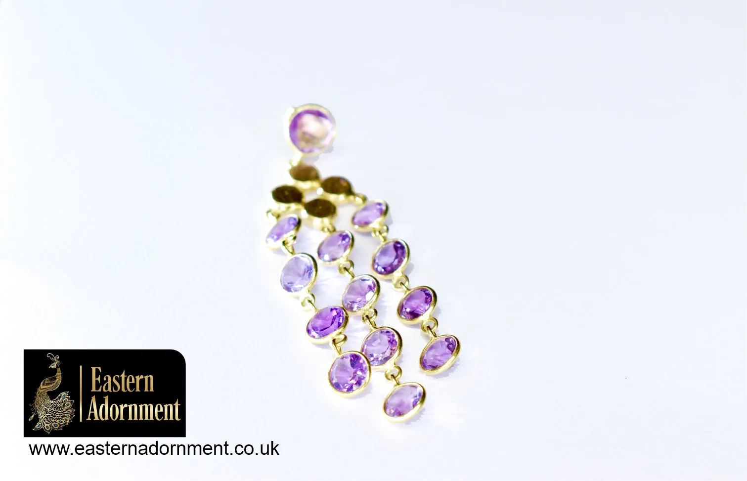 Amethyst and Gold Plate Statement Earrings