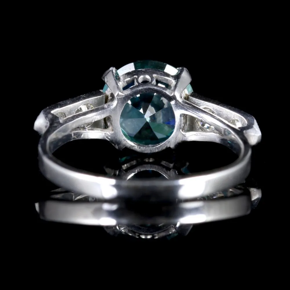 Antique Art Deco Blue Zircon Diamond Ring 18Ct Circa 1920