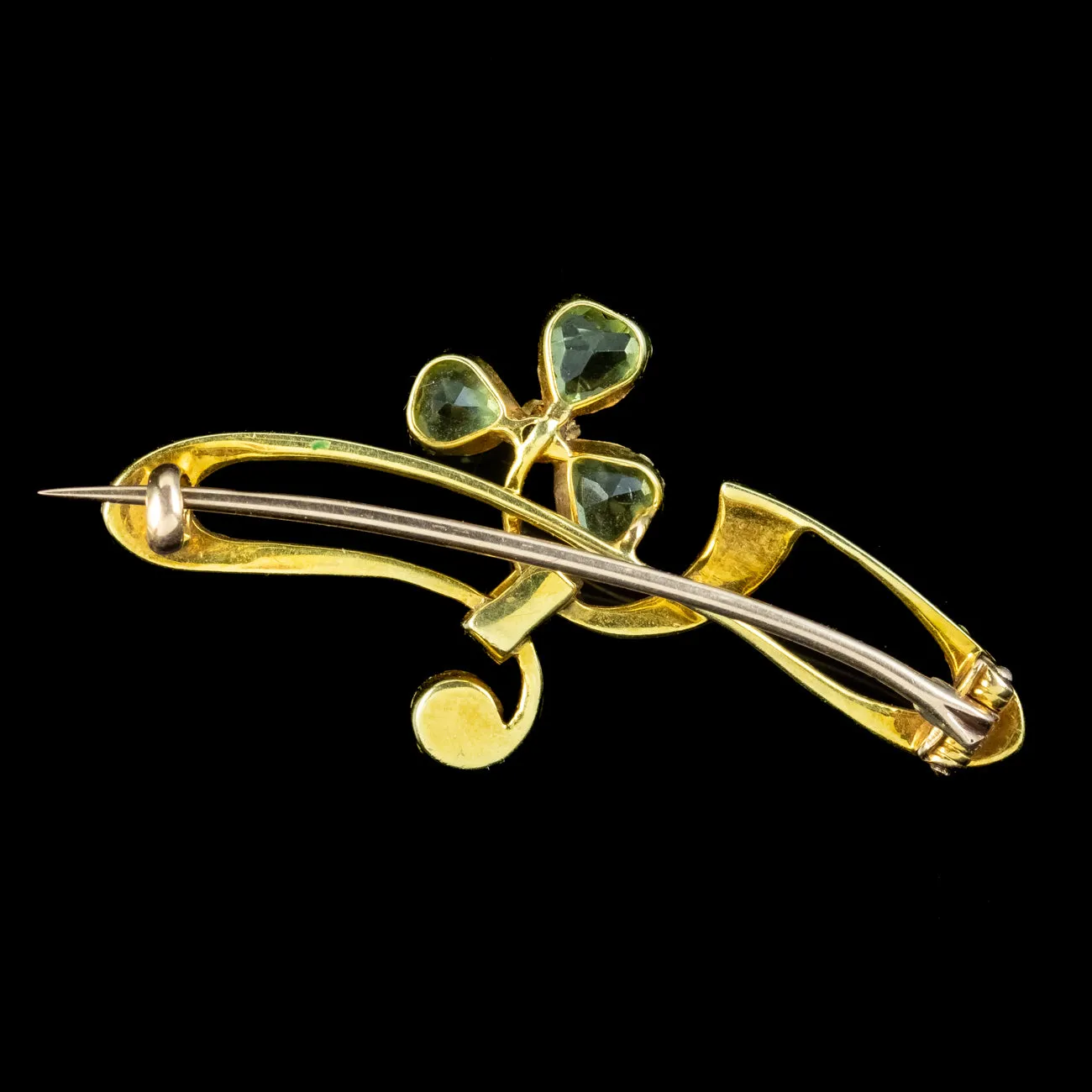 Antique Edwardian Suffragette Shamrock Brooch 15ct Gold