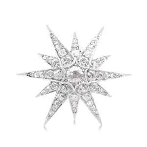 Antique Old Brilliant & Rose Diamond Set Star Brooch