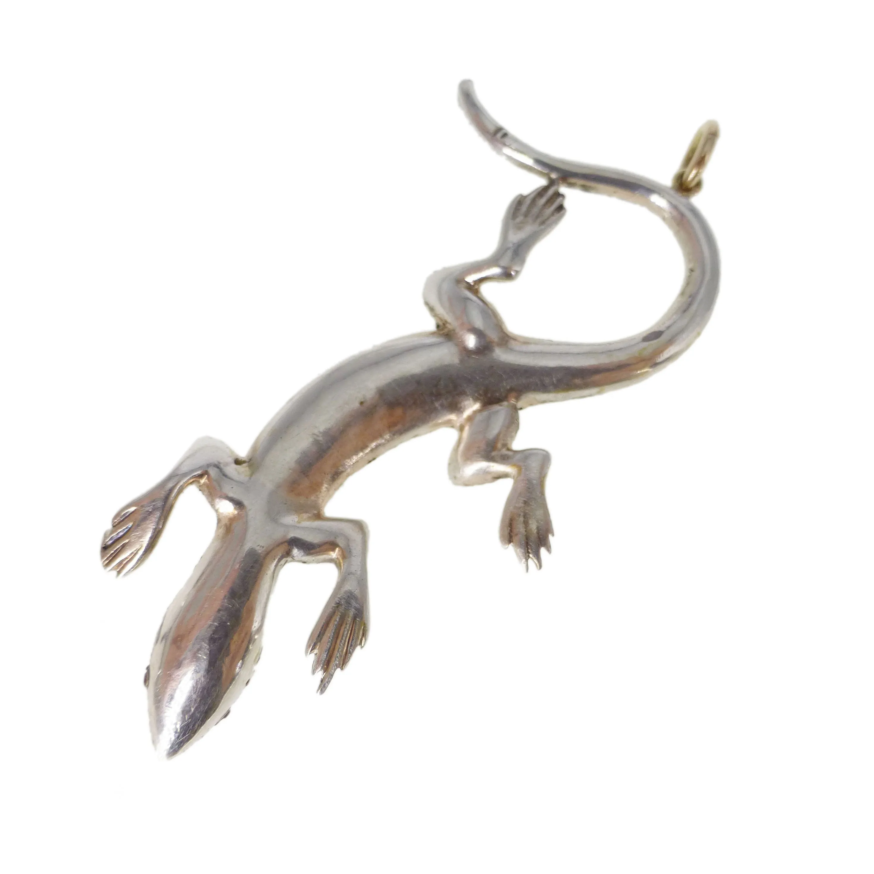 Antique Victorian Silver Lizard Paste Pendant