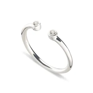 April Birthstone Open Style Ring, White Topaz