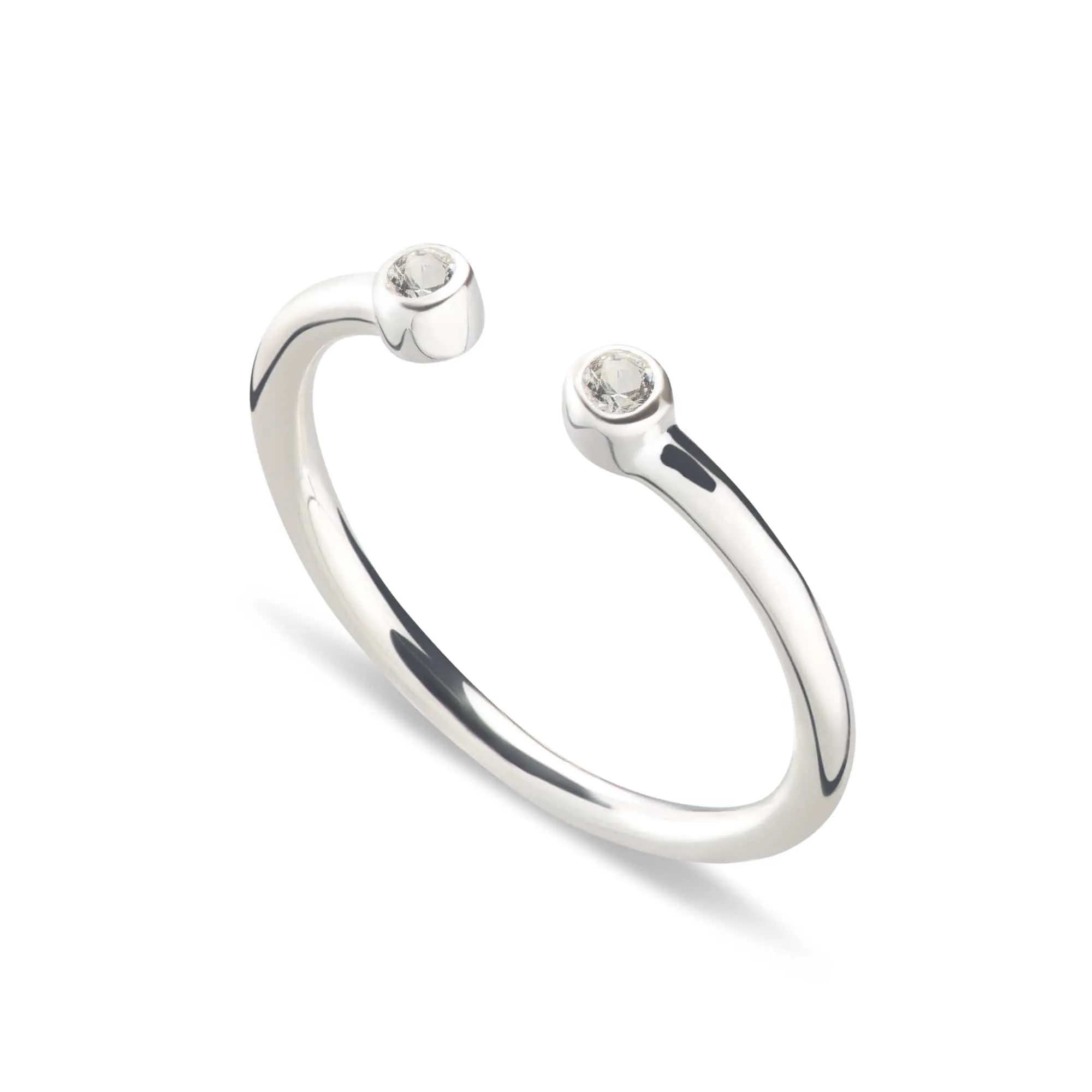 April Birthstone Open Style Ring, White Topaz