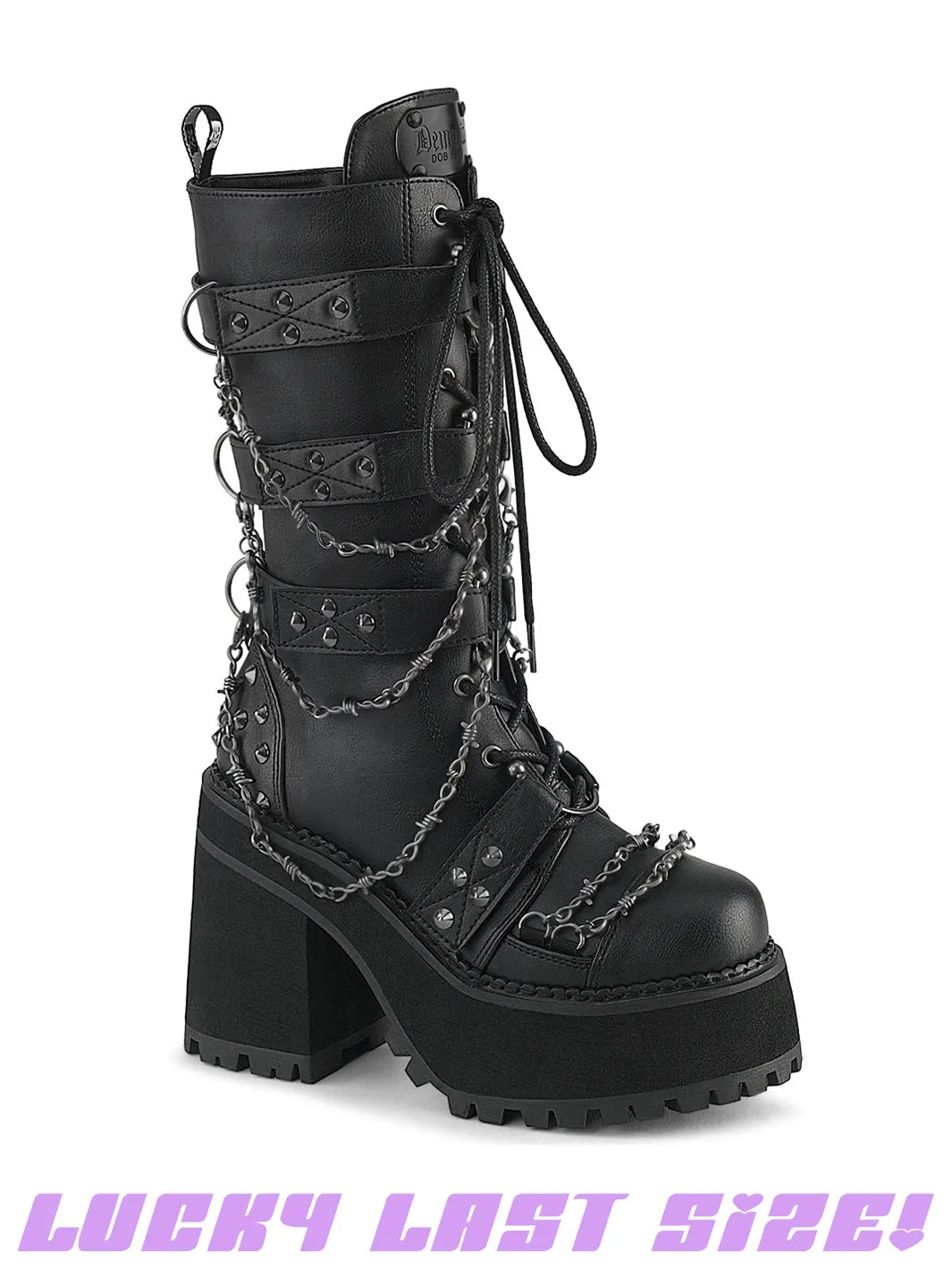 ASSAULT-117 - BLACK VEGAN LEATHER - US SIZE 8