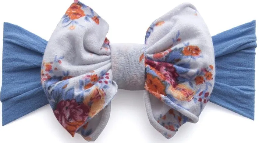 Baby Bling Denim Floral Jersey Bow Headband