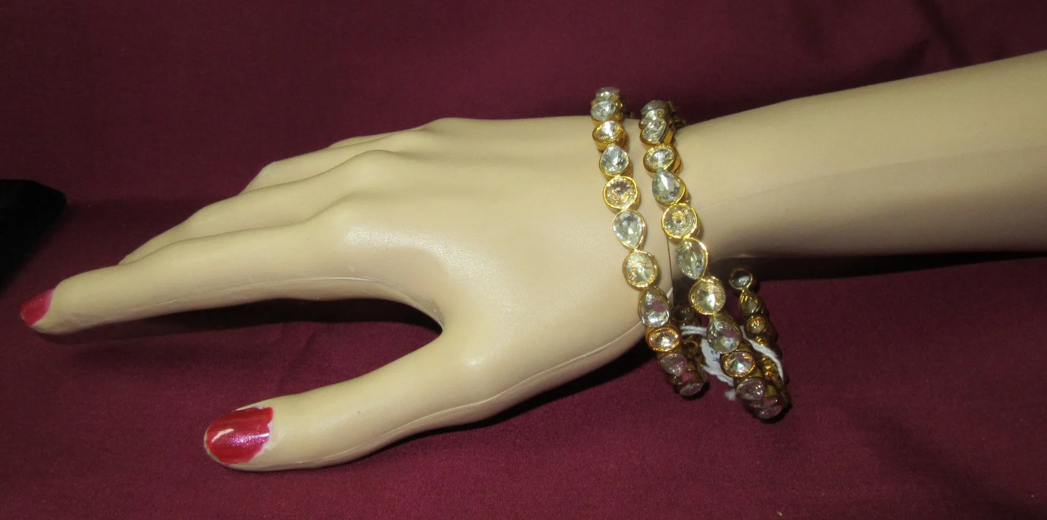 Bangles 7300 Golden Bangles Lustrous CZ Crystal Zircon Stones