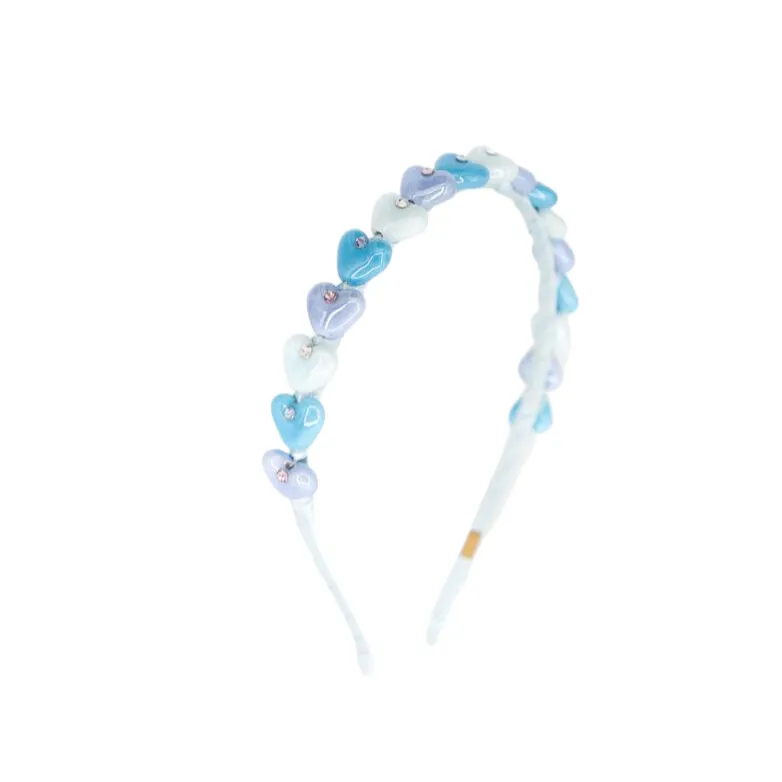 Bari Lynn Crystallized Beaded Heart Combo Headband - Blue