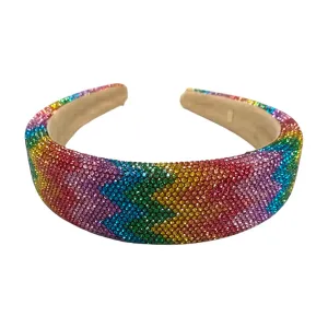 Bari Lynn Fully Crystalized Zig Zag Headband - Rainbow