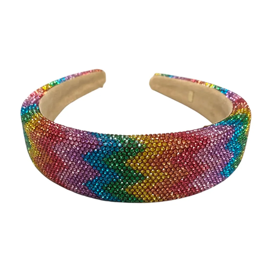 Bari Lynn Fully Crystalized Zig Zag Headband - Rainbow