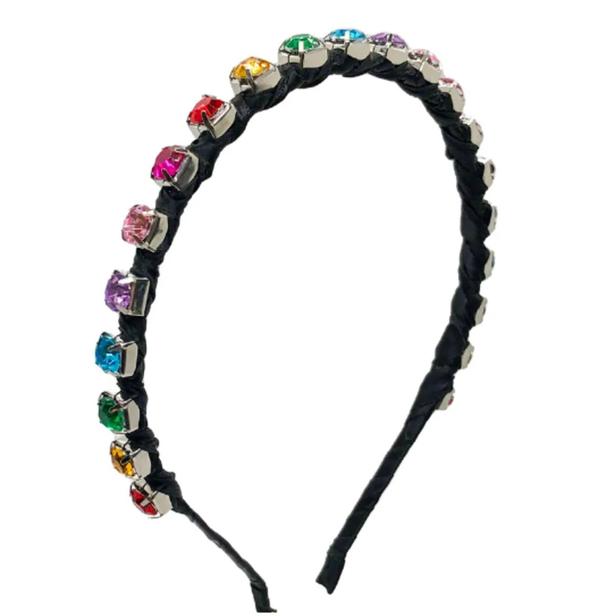 Bari Lynn Rainbow Big Jewel Thin Headband