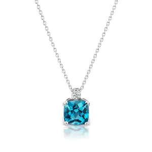 Barmakian Blue Topaz and Diamond Pendant
