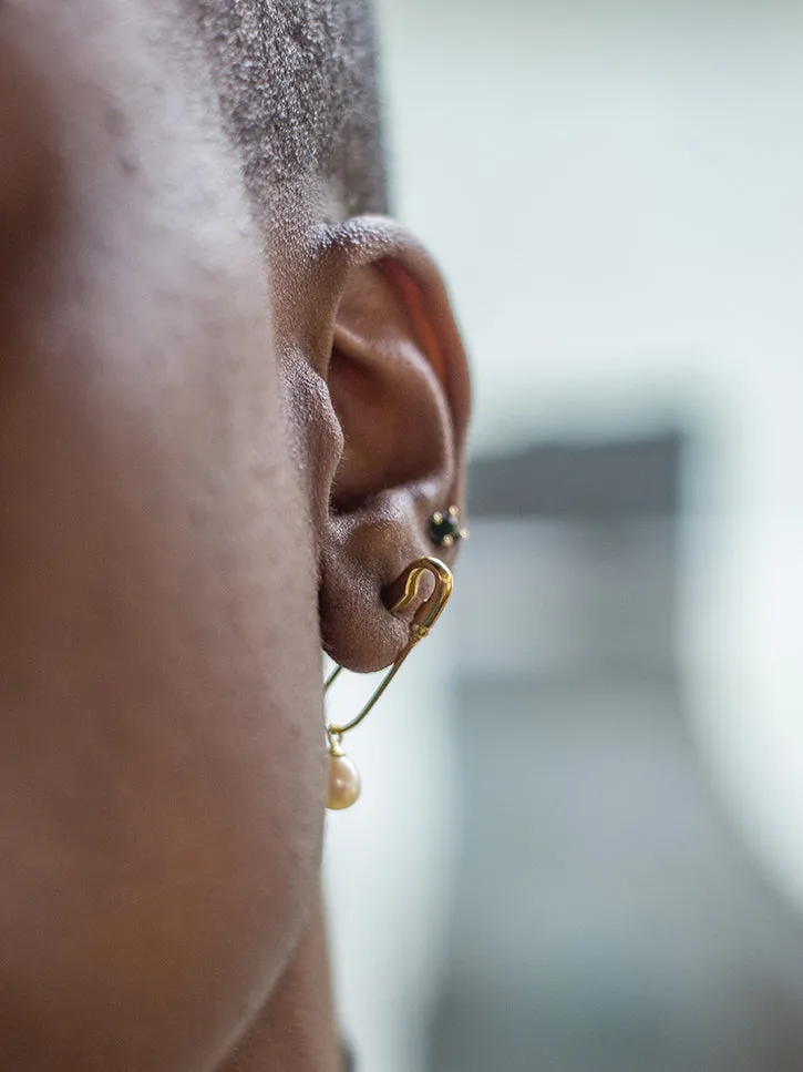 Beatriz Palacios Pearl Safety Pin Earrings