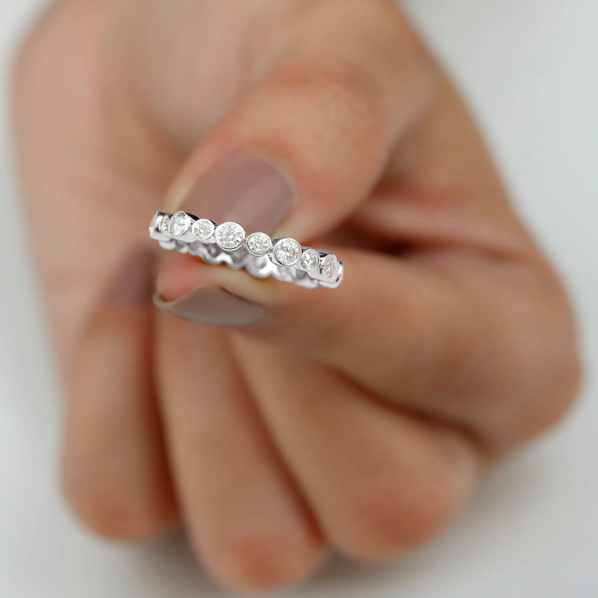 Bezel Set Round Cubic Zirconia Unique Full Eternity Ring