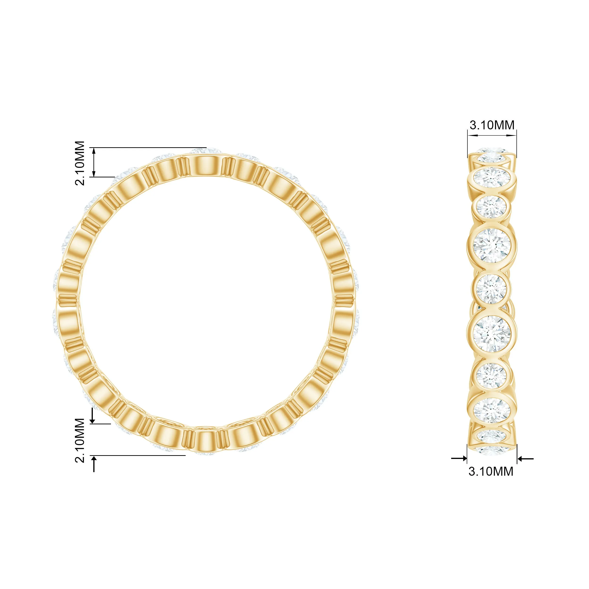 Bezel Set Round Cubic Zirconia Unique Full Eternity Ring