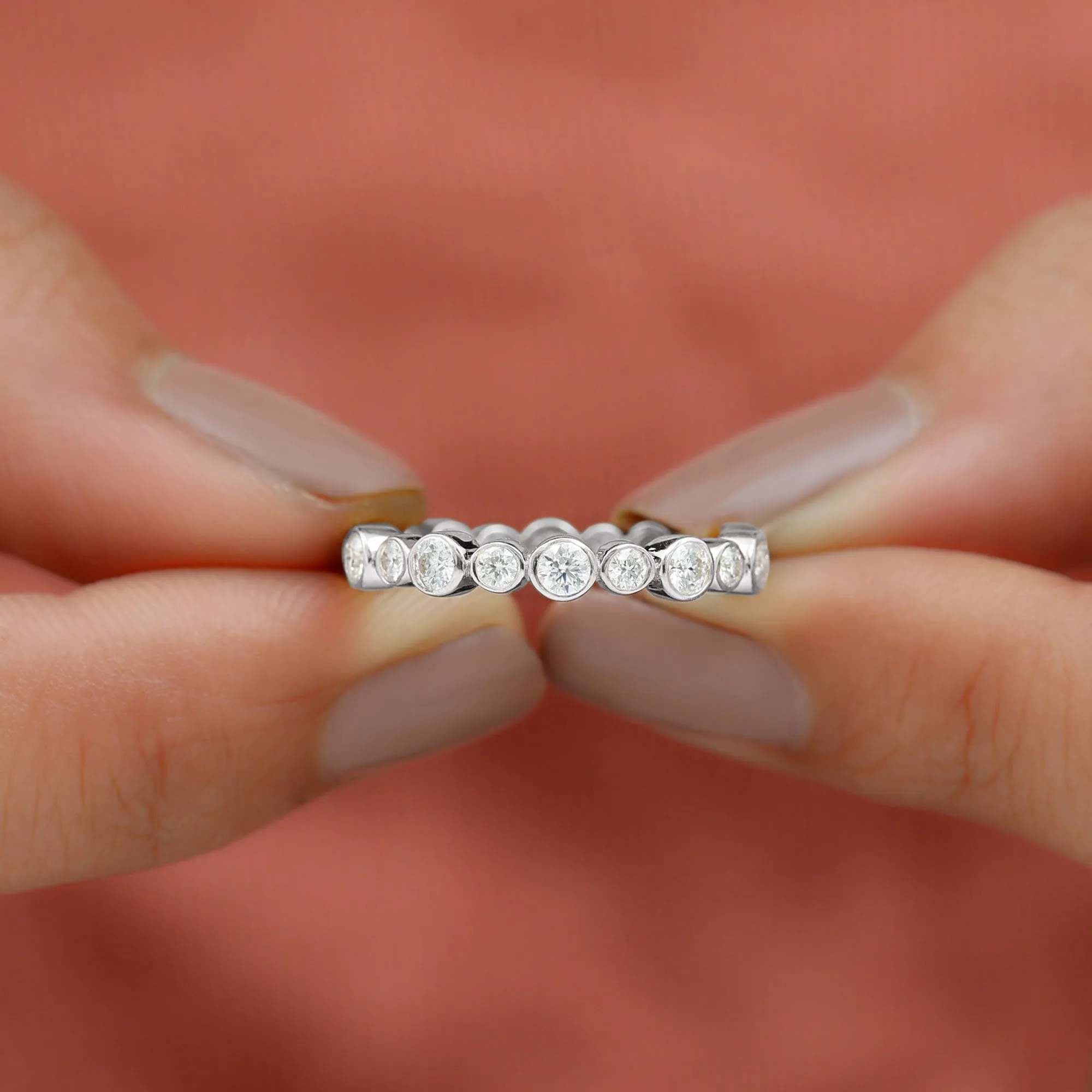 Bezel Set Round Cubic Zirconia Unique Full Eternity Ring
