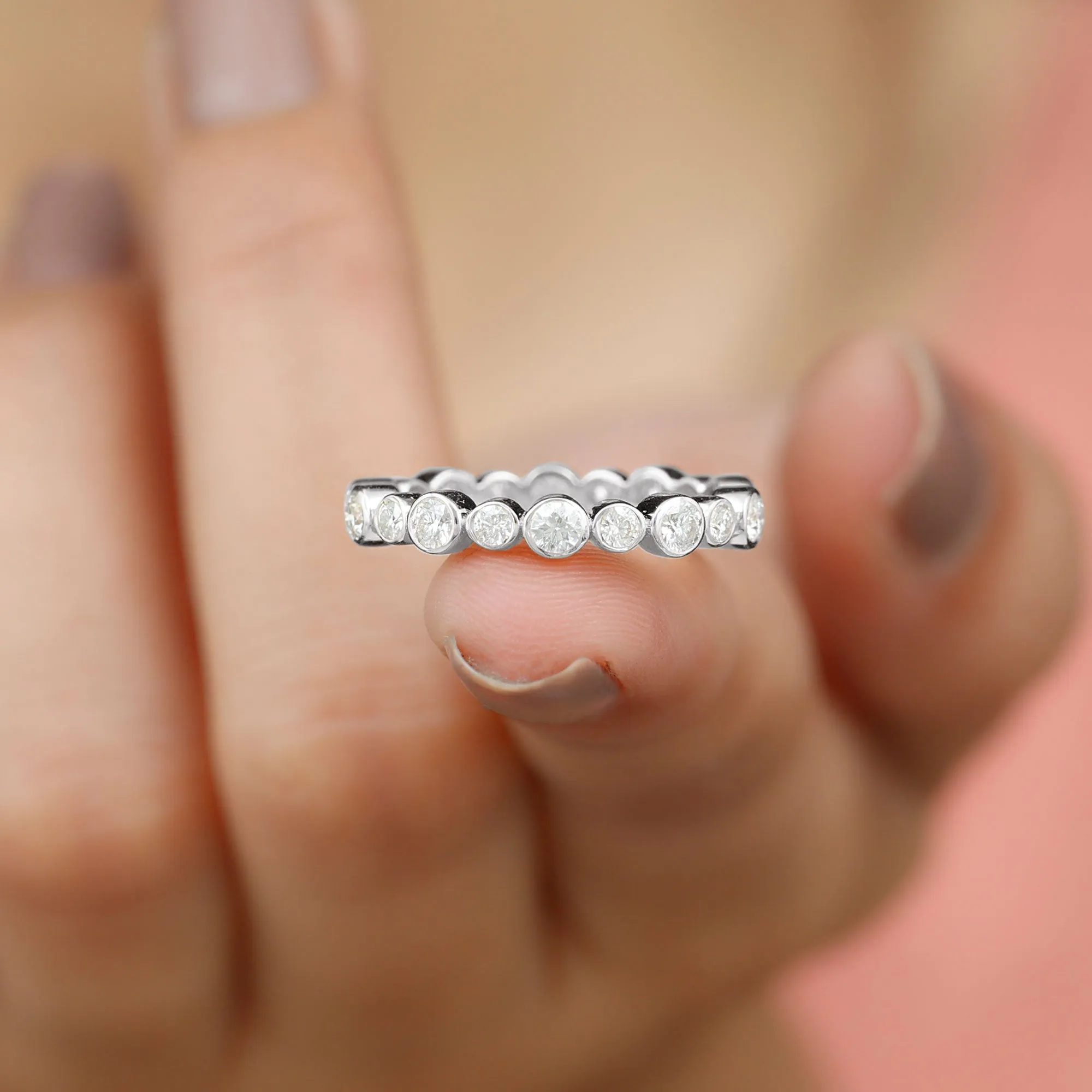 Bezel Set Round Cubic Zirconia Unique Full Eternity Ring