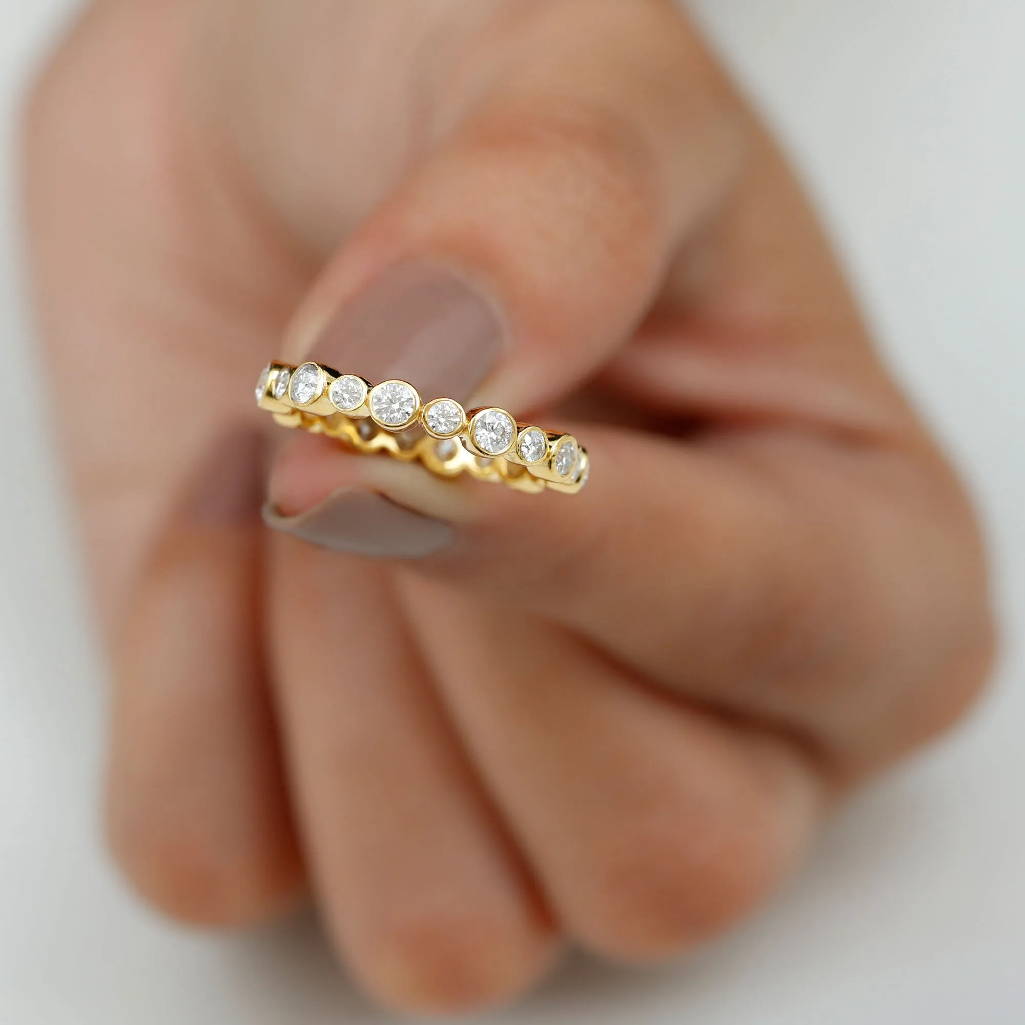 Bezel Set Round Cubic Zirconia Unique Full Eternity Ring