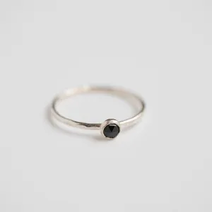 Black Spinel Gemstone Stacking Ring in Sterling Silver