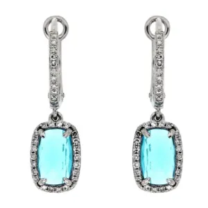 Blue Topaz and Diamond Dangle Earrings