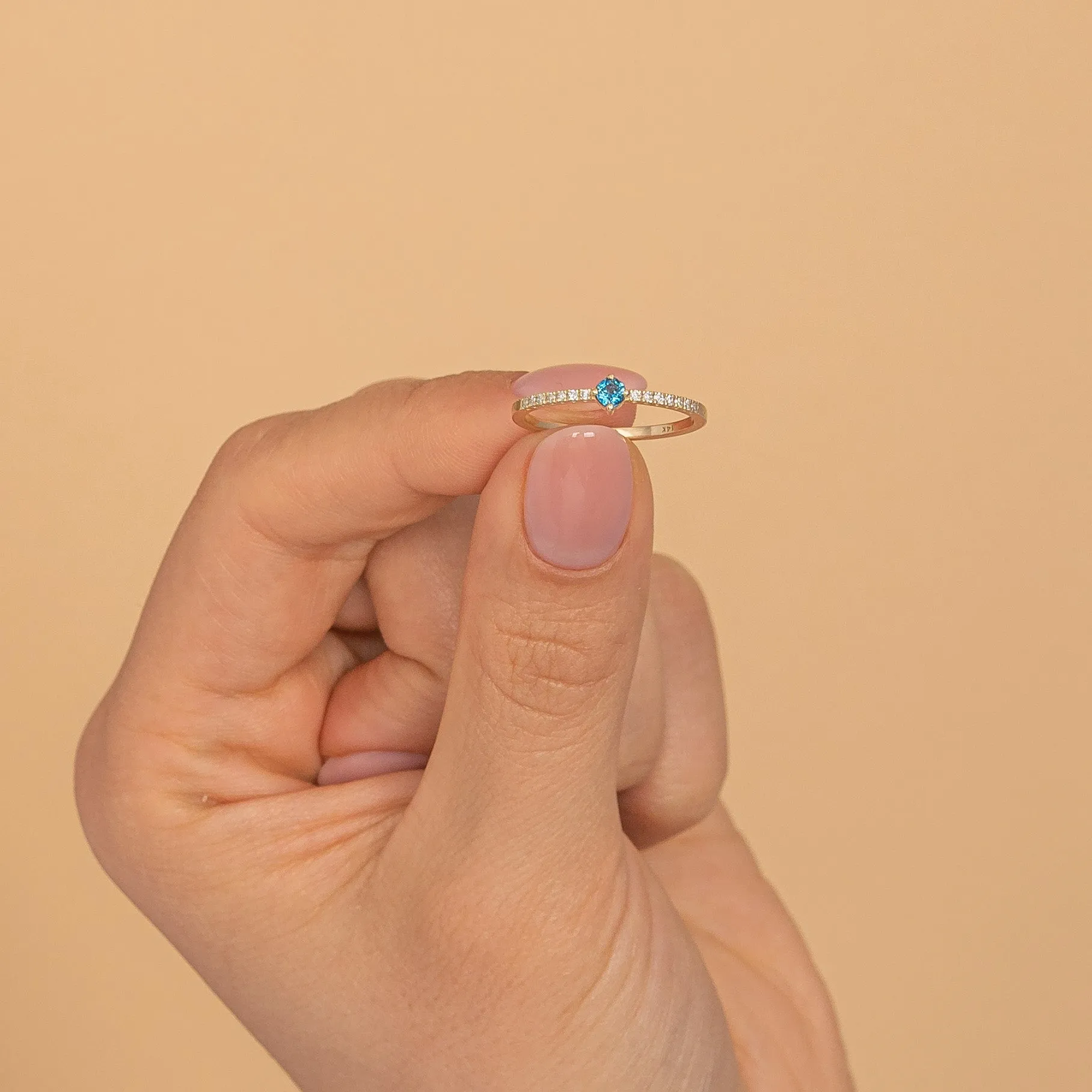 Blue Topaz and Diamond Engagement Ring, Angela