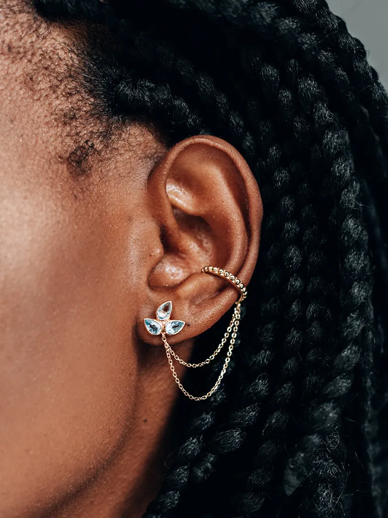 Bouquet Fleur Ear Cuff with Chain