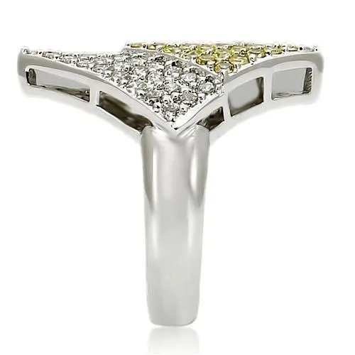 Brass Ring with AAA Grade CZ in Topaz for Women Style 0W220